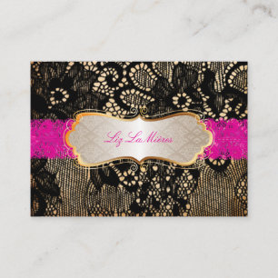 PixDezines VINTAGE SVART SPETS/FAUX PERGAMENT Visitkort