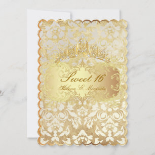 PixDezines vintage Sweet 16/prinsessa/pärlemor dam Inbjudningar