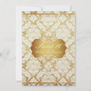 PixDezines Vintage Sweet 16/venezia damask Inbjudningar
