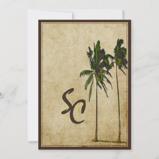 PixDezines vintage tvillingpalmer Inbjudningar (Framsida)