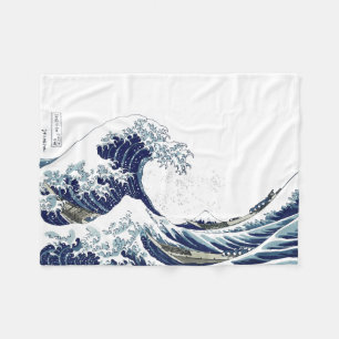 PixDezines-Vintage, Underbar Wave, Hokusai 葛 飾 北 斎 Fleecefilt