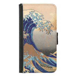 PixDezines-Vintage, Underbar Wave, Hokusai 葛 飾 北 斎 Plånboksfodral För Samsung Galaxy S5