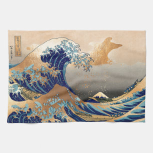 PixDezines-Vintage, Underbar Wave, Hokusai 葛 飾 北 斎 Kökshandduk