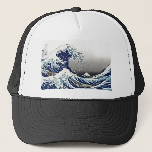 PixDezines-Vintage, Underbarare våg, Hokusai 葛 飾 北 Truckerkeps (Framsida)