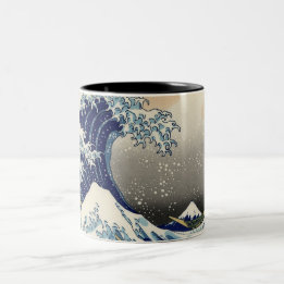 PixDezines-Vintage, Underbarare våg, Hokusai 葛 飾 北 Två-Tonad Mugg