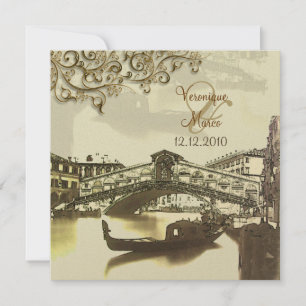 PixDezines Vintage Venezia+Rialto Bridge Inbjudningar