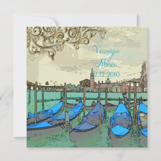 PixDezines Vintage Venezia+Rialto Bridge Inbjudningar (Framsida)