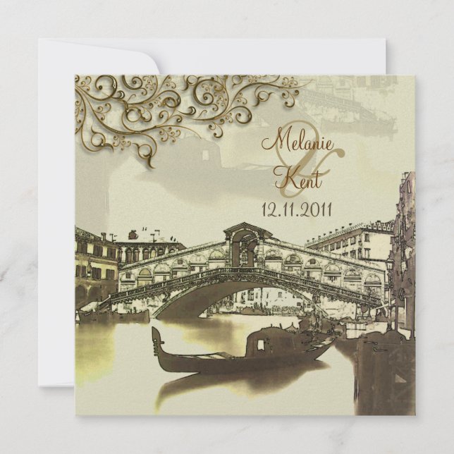 PixDezines Vintage Venezia, Rialtobron/Swirlar Inbjudningar (Framsida)