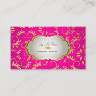 PixDezines vintage versaille damask/rosa/guld Visitkort