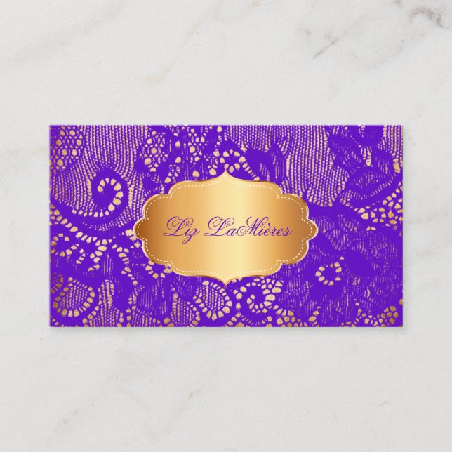 PixDezines VINTAGE VIOLET LILA SNÖRE Visitkort (Framsida)