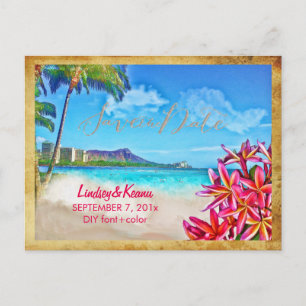 PixDezines vintage waikiki/diamanthuvud/plumeria Vykort