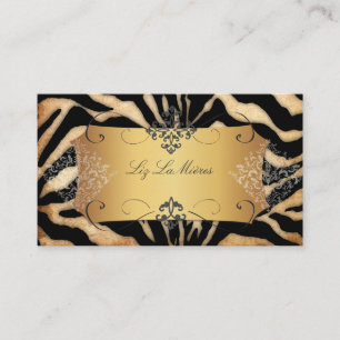 PixDezines VINTAGE ZEBRA/LACE DAMASK Visitkort