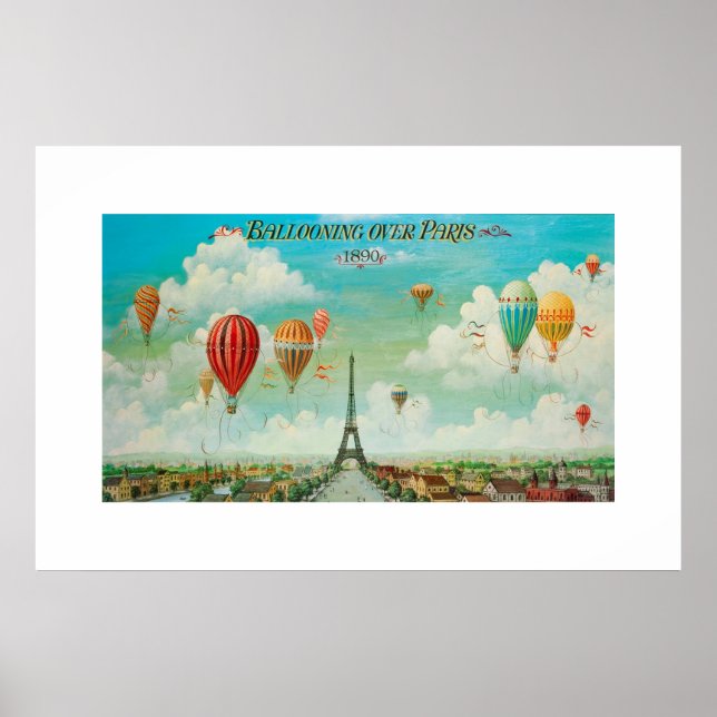 PixDezines-vintagens ballontering över paris Poster (Framsidan)