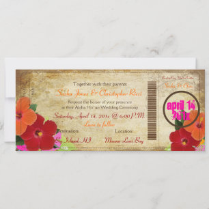 PixDezines-vintagens boardingkort/hibiscus Inbjudningar