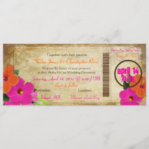 PixDezines-vintagens boardingkort/hibiscus Inbjudningar