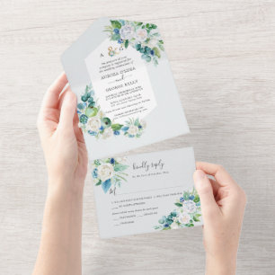 PixDezines Vinter H2 Blommor Elegant Vit Blå