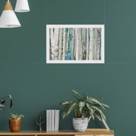 PixDezines Vinter Silver Björk Skog Teal Grön Poster