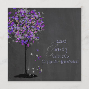 PixDezines violet/maple träd/chalkboard Inbjudningar