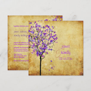 PixDezines VIOLET MAPLE TRÄD/FAUX PARCHMENT Inbjudningar
