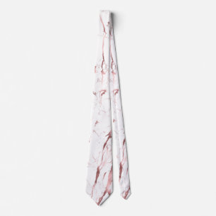 PixDezines Vit marmor+Falska rosa guldådror Slips