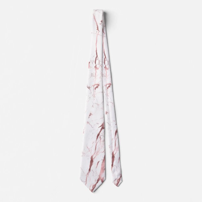 PixDezines Vit marmor+Falska rosa guldådror Slips (Framsida)