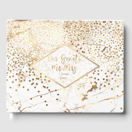 PixDezines VIT MARmor+FAUX GULD KONFETTI Gästböcker