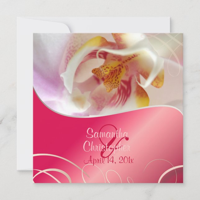 PixDezines vit Orchid| Blekens Rosa + Vit Inbjudningar (Framsida)