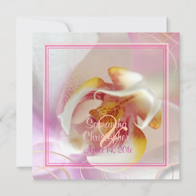 PixDezines vit Orchid| Blekens Rosa + Vit Inbjudningar (Framsida)