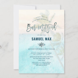 PixDezines vit sandstrand Pub Mitzvah Invita Inv Inbjudningar
