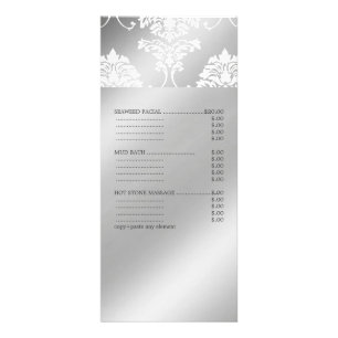 PixDezines vita damask, spa-meny Reklamkort