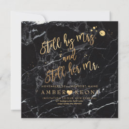 PixDezines Vow Renewal/Faux Guld/Black Marble Inbjudningar