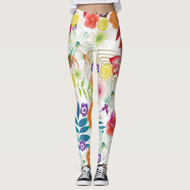 PixDezines Wailea/Hibiscus/DIY Bckgrand Leggings (Framsida)
