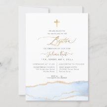 PixDezines Watercolor Agate Baby blue Guld-baptism
