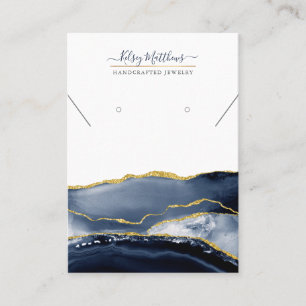 PixDezines Watercolor Agate Marin Guld Visitkort