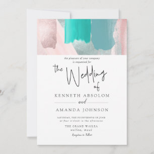 PixDezines Watercolor Aqua Rose Guld Sage Teal Inbjudningar