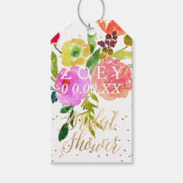 PixDezines Watercolor Blommigt Möhippa Presentetikett