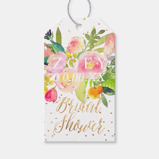 PixDezines Watercolor Blommigt Möhippa Presentetikett (Framsidan)