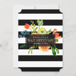 PixDezines Watercolor/Blommigt/Rand Bat mitzvah Inbjudningar