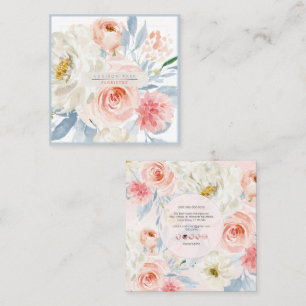 PixDezines Watercolor Blommor, Blush+Burgundy Fyrkantigt Visitkort