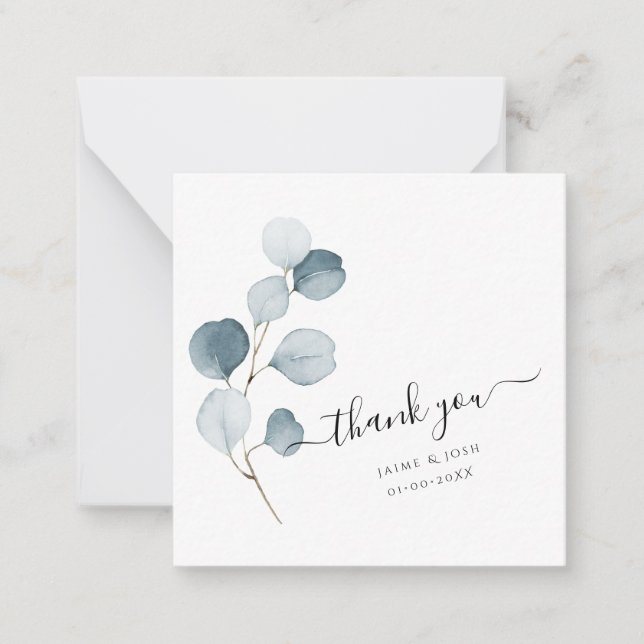 PixDezines Watercolor Blue Gum Eucalyptus Gren Anteckningskort (Framsida)