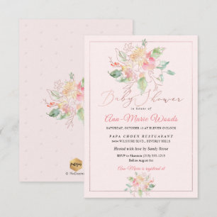 PixDezines Watercolor Blush Söta Ärter Babykalas Inbjudningar