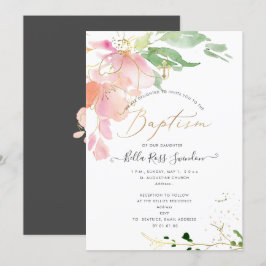 PixDezines Watercolor Blushing Sweetpeas Baptism Inbjudningar