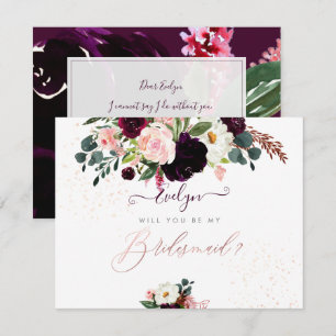 PixDezines Watercolor Burgundy Bridesmaid Inbjudningar