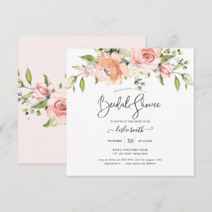 PixDezines Watercolor Damrosen Bröllopsdusch Inbjudningar