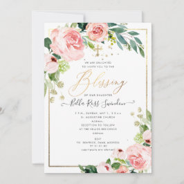 PixDezines Watercolor Delicate  Bloom Baptism Inbjudningar