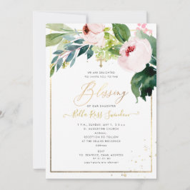 PixDezines Watercolor Delicate  Bloom Baptism Inbjudningar