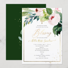 PixDezines Watercolor Delicate  Bloom Baptism Inbjudningar