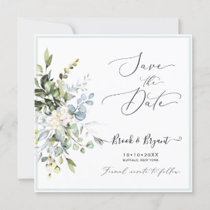 PixDezines Watercolor Elegant Blå Eukalyptus Inbjudningar