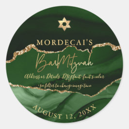 PixDezines Watercolor Emerald Agate Pub Mitzvah Runt Klistermärke