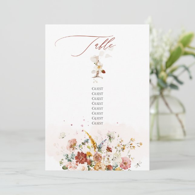 PixDezines Watercolor Fall Garden Flowers Bord 1 Inbjudningar (Stående Fram)